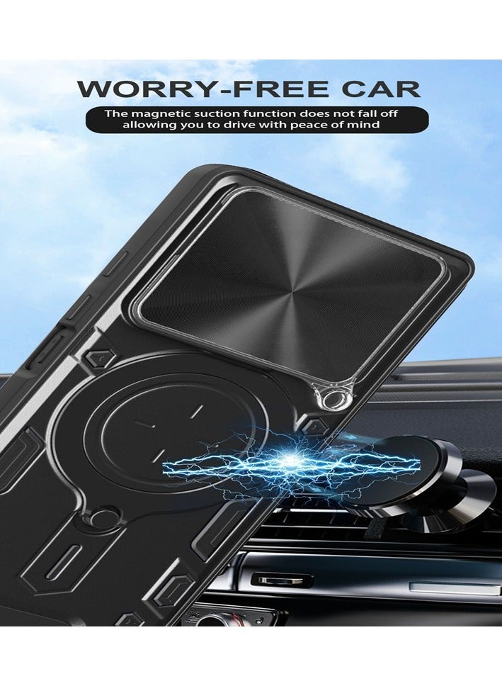 for Infinix Note 40X 5G Case, Slide Camera Lens Cover, Magnetic Ring Holder Kickstand Protective Phone Case for Infinix Note 40X 5G, Black  - Image 3