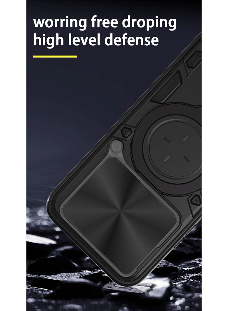 for Infinix Note 40X 5G Case, Slide Camera Lens Cover, Magnetic Ring Holder Kickstand Protective Phone Case for Infinix Note 40X 5G, Black - Image 3