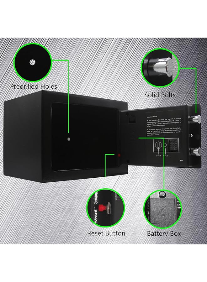 erorex 0.17 Cubic Feet Electronic Security Safe Box Digital Deposit Box For Home Office Hotel Business Lock Box For Cash Jewelry Storage Black 17 - Image 3