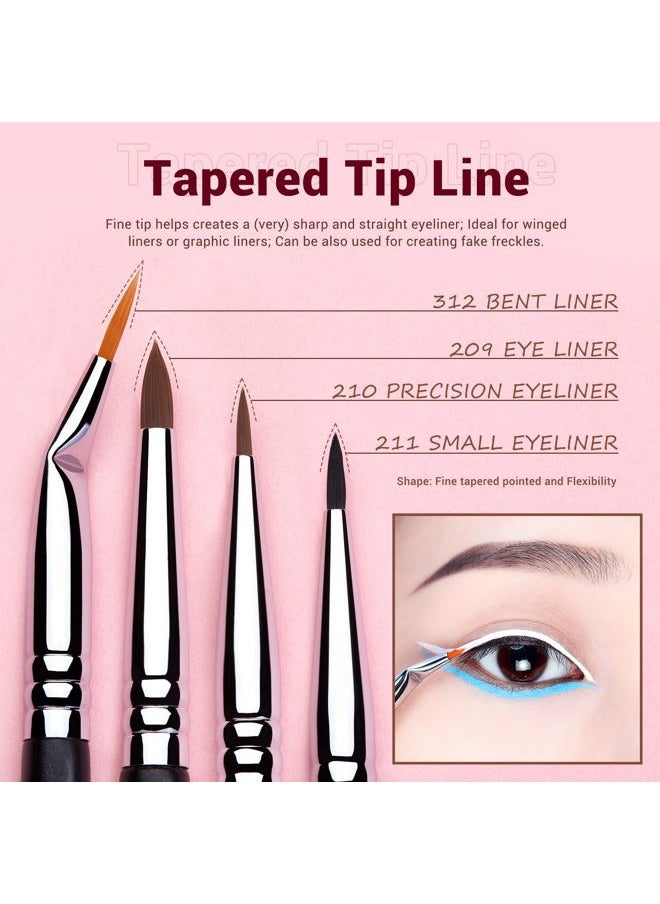 Jessup - Eyeliner Brush Set, Professional Eye Liner Makeup Brushes 11pcs, Angled Flat Definer Ultra Fine Bent Pencil Point Eyeliner Brushes for Precision Liner, T324 - Image 1