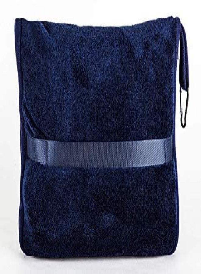 BlueHills BlueHills Premium Soft Long Travel Blanket Pillow for Tall Airplane Flight Blanket Throw in Soft Bag case with Hand Luggage Belt & Backpack Clip Compact Pack Large Blanket Navy Blue T051 - Image 2