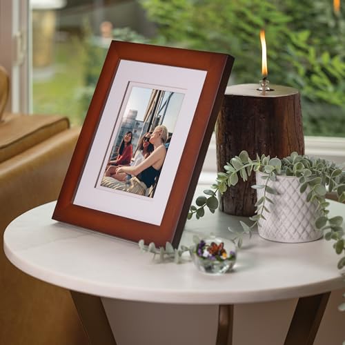 Gallery Solutions - 8"x10" Flat Walnut Frame - Rectangular Tabletop or Wall Mount - For 5"x7" Pictures - Premium Walnut Wood with Double White Mat - Versatile-Elegant For Home or Office Décor - Traditional Photo Frame - Image 3