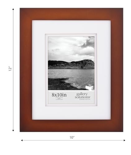 Gallery Solutions - 8"x10" Flat Walnut Frame - Rectangular Tabletop or Wall Mount - For 5"x7" Pictures - Premium Walnut Wood with Double White Mat - Versatile-Elegant For Home or Office Décor - Traditional Photo Frame - Image 4