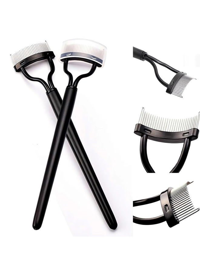 Corconess Eyelash Comb, 2PCS Eyelash Separator Tool Lash Comb Lash Separator With Cover For Girls Women Eye Makeup Brushes Separator Mascara Applicator Tools With Metal Teeth - Image 2
