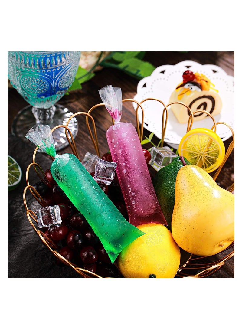 SYOSI 200 Pieces Kids Ice Lolly Bags Disposable Ice Cream Bags with Silicone Foldable Funnel, Mold Bags DIY Pouch for Making Ice Cream, Ice Candy, Yogurt, Freeze Pops(2 x 8 inch)  - Image 3