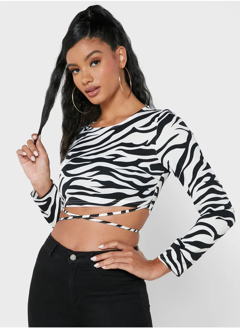 Missguided Animal Print Top