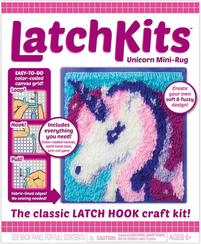 LatchKits أطقم خطاف القفل للأطفال – حرف الأطفال، الفنون والحرف، فن الخيوط، تعليق على الحائط والسجاد الصغير، مستلزمات الحرف، خيوط مقطوعة مسبقًا، نمط سهل، خطاف متضمن، فنون وحرف، للأعمار 6+، وحيد القرن - Image 5