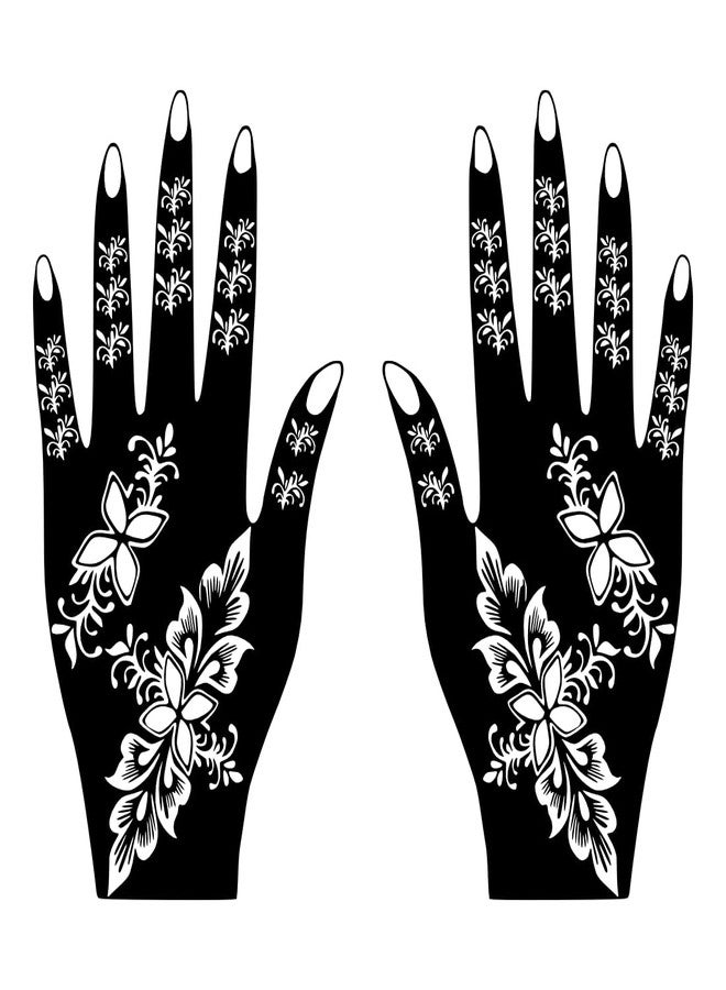 Komstec Pretty Flower Mehndi Stencil for Palm and Finger One Set for Both Hand - Image 2