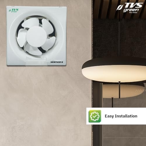 TVS GREEN Ventico 6 Ventilation Fan 150mm | High Suction 300 m³/hr | Silent Operation | Rust Proof ABS Blades & Body | Self Opening Louvers |Easy Install | White | 3-year Warranty - Image 3
