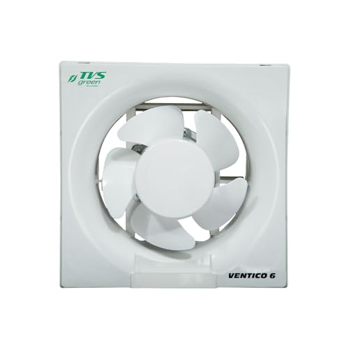 TVS GREEN Ventico 6 Ventilation Fan 150mm | High Suction 300 m³/hr | Silent Operation | Rust Proof ABS Blades & Body | Self Opening Louvers |Easy Install | White | 3-year Warranty - Image 1
