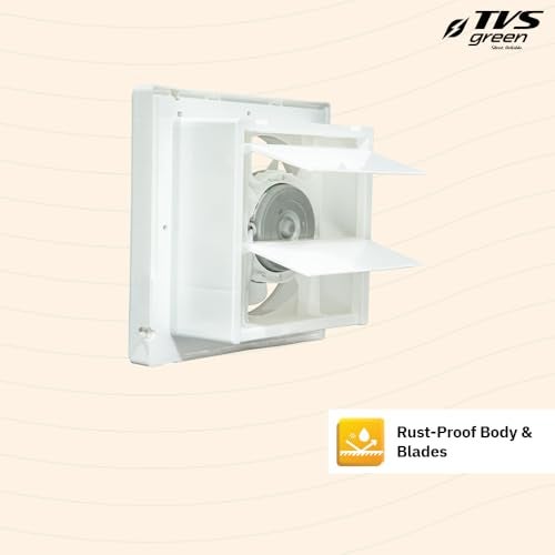 TVS GREEN Ventico 6 Ventilation Fan 150mm | High Suction 300 m³/hr | Silent Operation | Rust Proof ABS Blades & Body | Self Opening Louvers |Easy Install | White | 3-year Warranty - Image 2
