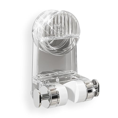 NEVADRILL Shower Head Holder for Bathroom, Wall Mounted Hand Shower Holder, No Drill Vacuum Suction Shower Bracket, Adjustable Shower Head Stand, Transparent PET [ND-13822] - Image 1
