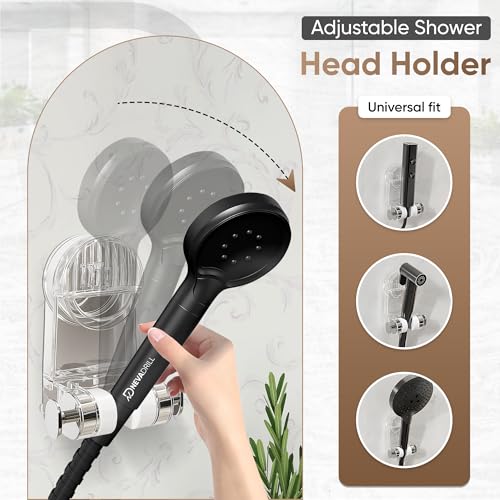 NEVADRILL Shower Head Holder for Bathroom, Wall Mounted Hand Shower Holder, No Drill Vacuum Suction Shower Bracket, Adjustable Shower Head Stand, Transparent PET [ND-13822] - Image 4