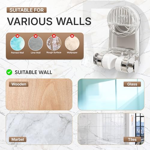 NEVADRILL Shower Head Holder for Bathroom, Wall Mounted Hand Shower Holder, No Drill Vacuum Suction Shower Bracket, Adjustable Shower Head Stand, Transparent PET [ND-13822] - Image 5