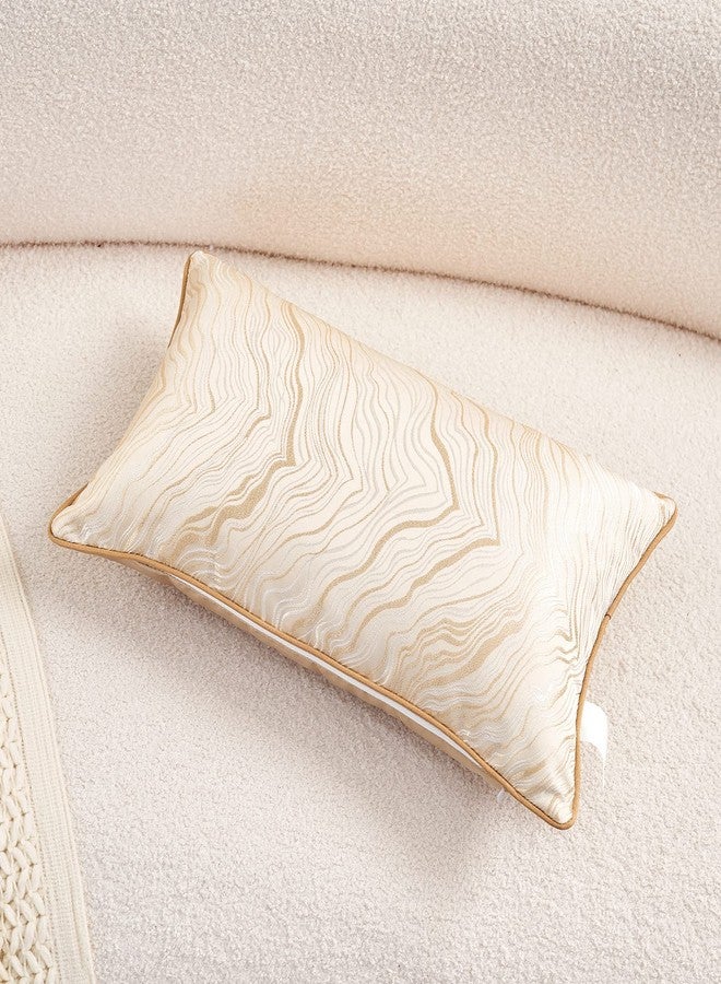 Avigers 12 x 20 Inch Rectangle Beige Gold Abstract Striped Embroidery Cushion Case Luxury Modern Throw Pillow Cover Decorative Pillow for Couch Living Room Bedroom Car - Image 3
