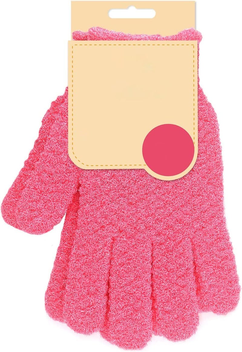 YHRY Exfoliating Gloves, Natural Bath/Shower Scrub, Body Exfoliation Hand Mitten, Beauty Scrubs/Loofah, for Shower, Spa, Massage and Body Scrubs, Dead Skin Cell Remover, 1 Pair (Rose Red) - Image 1