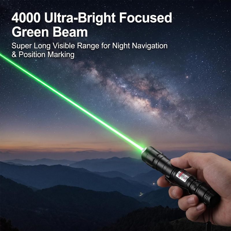 Green Laser Pointer: 17.8 X 5.2 X 3.2 Cm Metal Alloy Body, High Visibility Green Beam - Rechargeable Power, 5 Lighting Modes For Outdoor Camping, Night Walks, Emergency Signaling - Image 5
