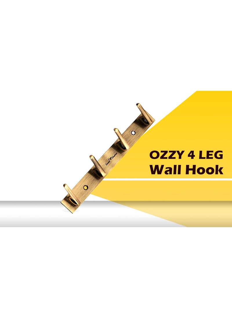 SMART SHOPHAR SMART SHOPHAR Brass Ozzy Wall Hook 4 Legs Antique Pack of 1 Stylish Hanger for Coats Bags and MoreEasy to MountDurable Construction  - Image 1