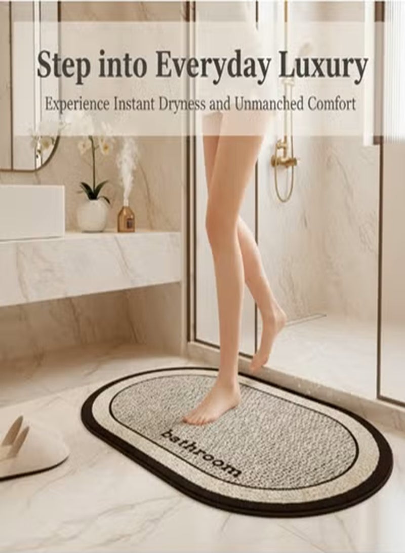 Nawāzīl Diatom Mud Bathroom Mat 50×80cm (19.7×31.5in), Super Absorbent Quick Dry Non-Slip Bath Rug, Anti-Dirt Fabric with Rubber Base, Washable and Durable Floor Mat for Bathroom & Kitchen - Image 1