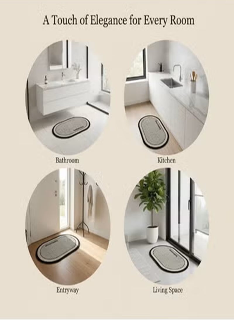 Nawāzīl Diatom Mud Bathroom Mat 50×80cm (19.7×31.5in), Super Absorbent Quick Dry Non-Slip Bath Rug, Anti-Dirt Fabric with Rubber Base, Washable and Durable Floor Mat for Bathroom & Kitchen - Image 3