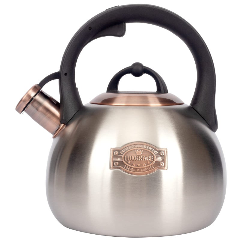 LUXGRACE 3.1 Quart Teal Whistling Tea Kettle for Stove Top, Food Grade Stainless Steel - Image 1