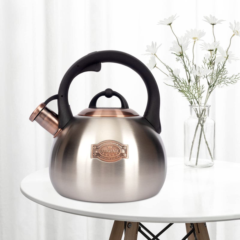 LUXGRACE 3.1 Quart Teal Whistling Tea Kettle for Stove Top, Food Grade Stainless Steel - Image 3