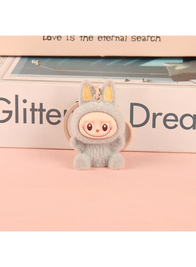 NIBEMINENT Creative Flocking LABUBU Keychain Pendants, Cute Resin Accessory Figurines And Gifts 