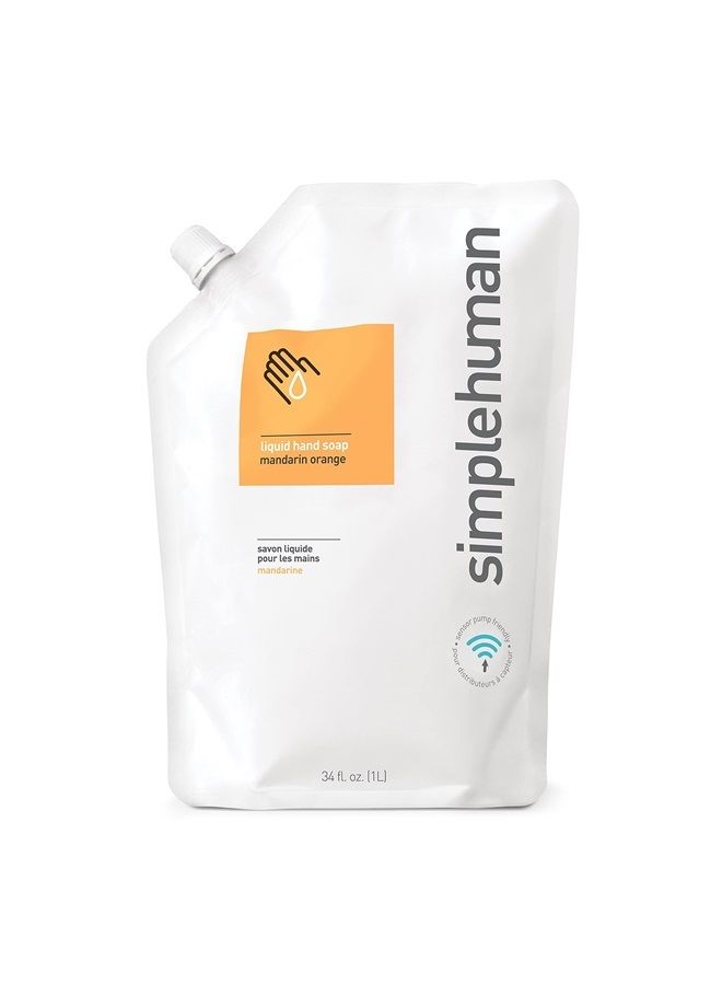 simplehuman Mandarin Orange Moisturizing Liquid Hand Soap Refill Pouch, 34 Fl. Oz.