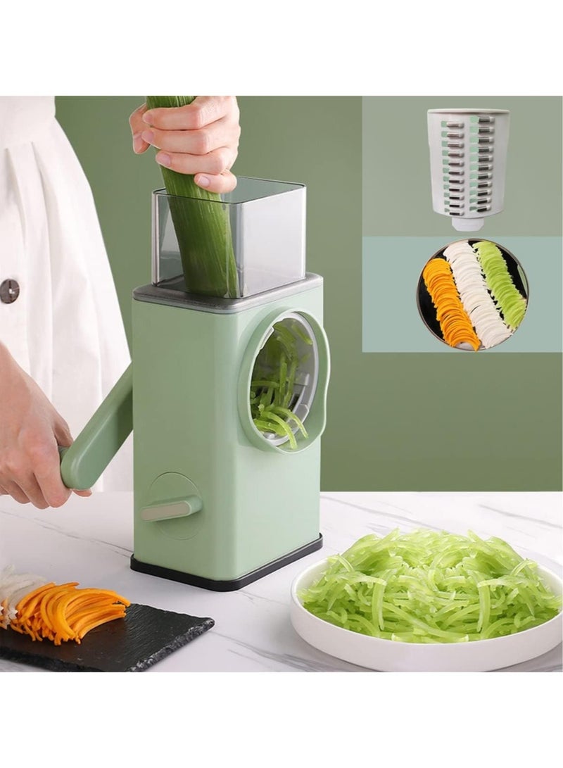 ELTRAZONE Manual Rotary Cheese Grater Shredder with Wider Hopper 3 Interchangeable Blades Round Mandolin Drum Slicer Julienne Grinder for Cheese, Vegetables - Image 3