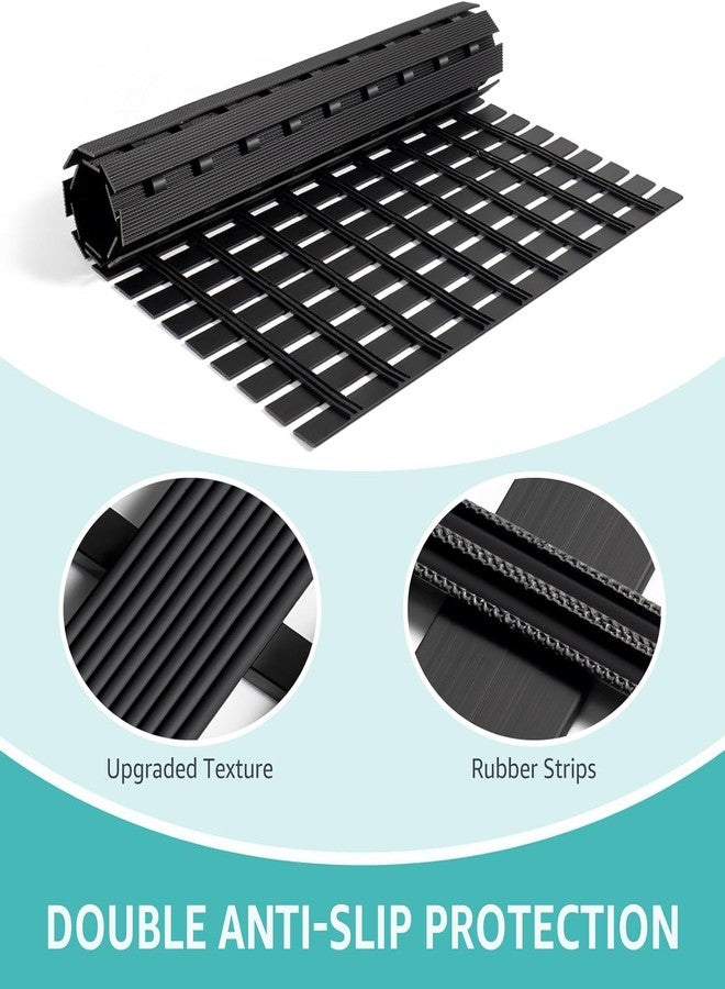 OTHWAY Large Shower Mat, 35.4 x 24 Inch No Suction Cup Shower Mat Non Slip, Quick Drain Non Slip Shower Mats for Inside Shower, Heavy Duty Curlable PVC Stand up Shower Floor Mat, Black - Image 3