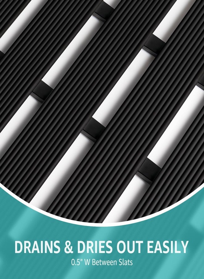 OTHWAY Large Shower Mat, 35.4 x 24 Inch No Suction Cup Shower Mat Non Slip, Quick Drain Non Slip Shower Mats for Inside Shower, Heavy Duty Curlable PVC Stand up Shower Floor Mat, Black - Image 4