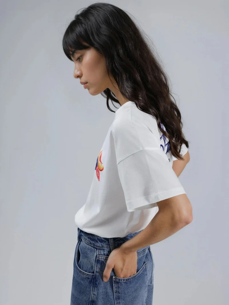 HICCUP Oversized Printed Crew Neck T-Shirt