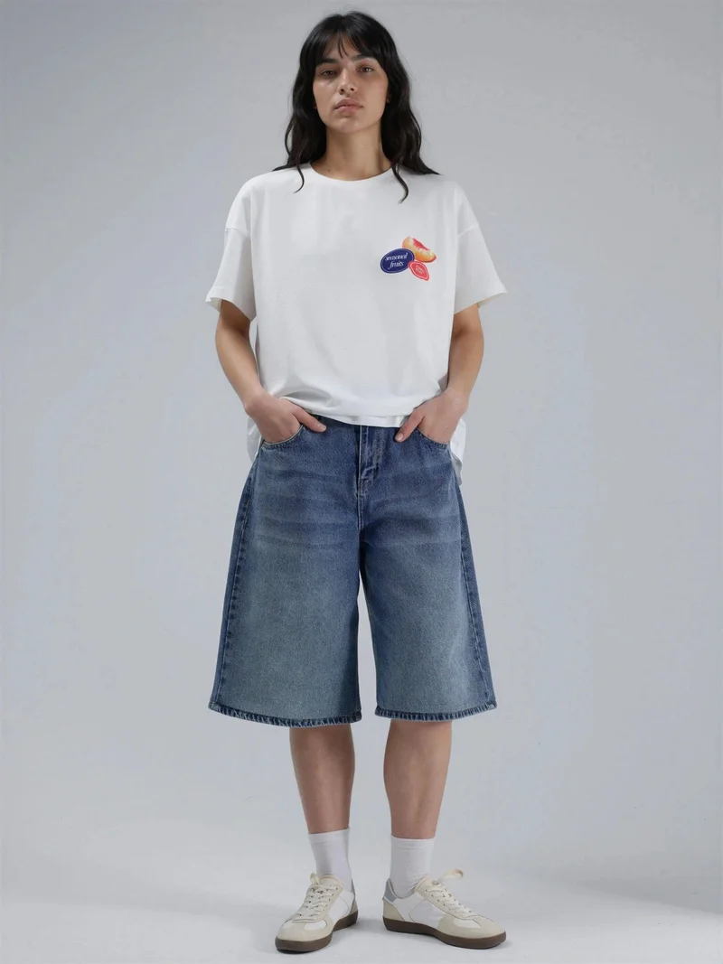 Hiccup Orange Oversized Printed Crew Neck T-Shirt for Women | Best Price UAE