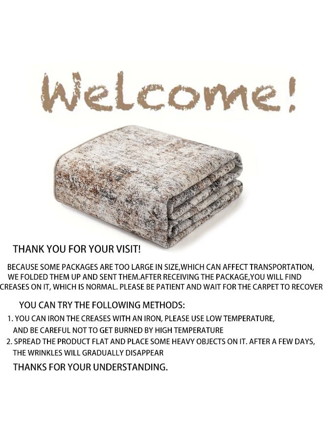 ZERIFAM Non Slip Large Area Rug,160X230cm Washable Area Rugs for Living Room,Soft Boho Non Slip Home Decor Rug,Low Pile Lightweight Orange Carpet for Dining Room,Vintage Large Rugs for Home Office - Image 5