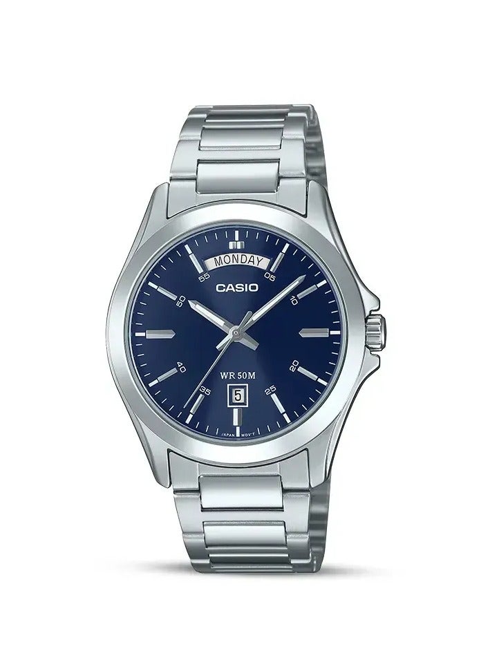 CASIO mtp-1370d-2a2vdf Analog Blue Dial with Stainless Steel Band Men's Watch - Image 1