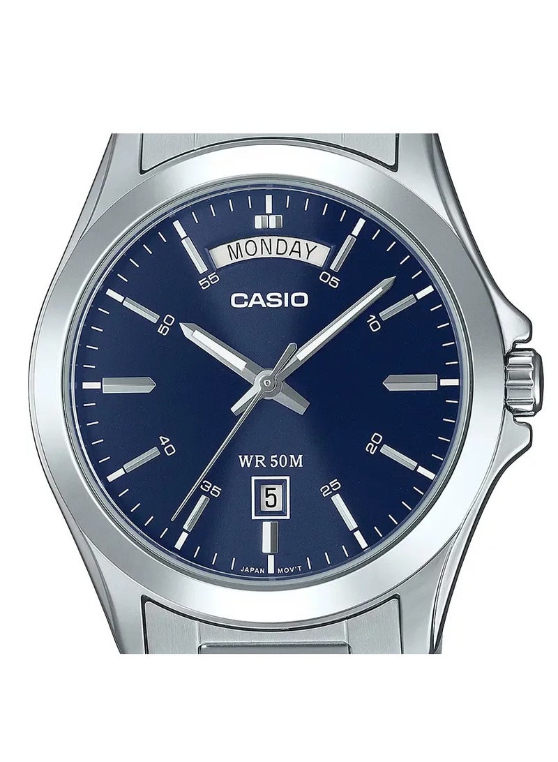 CASIO mtp-1370d-2a2vdf Analog Blue Dial with Stainless Steel Band Men's Watch - Image 2
