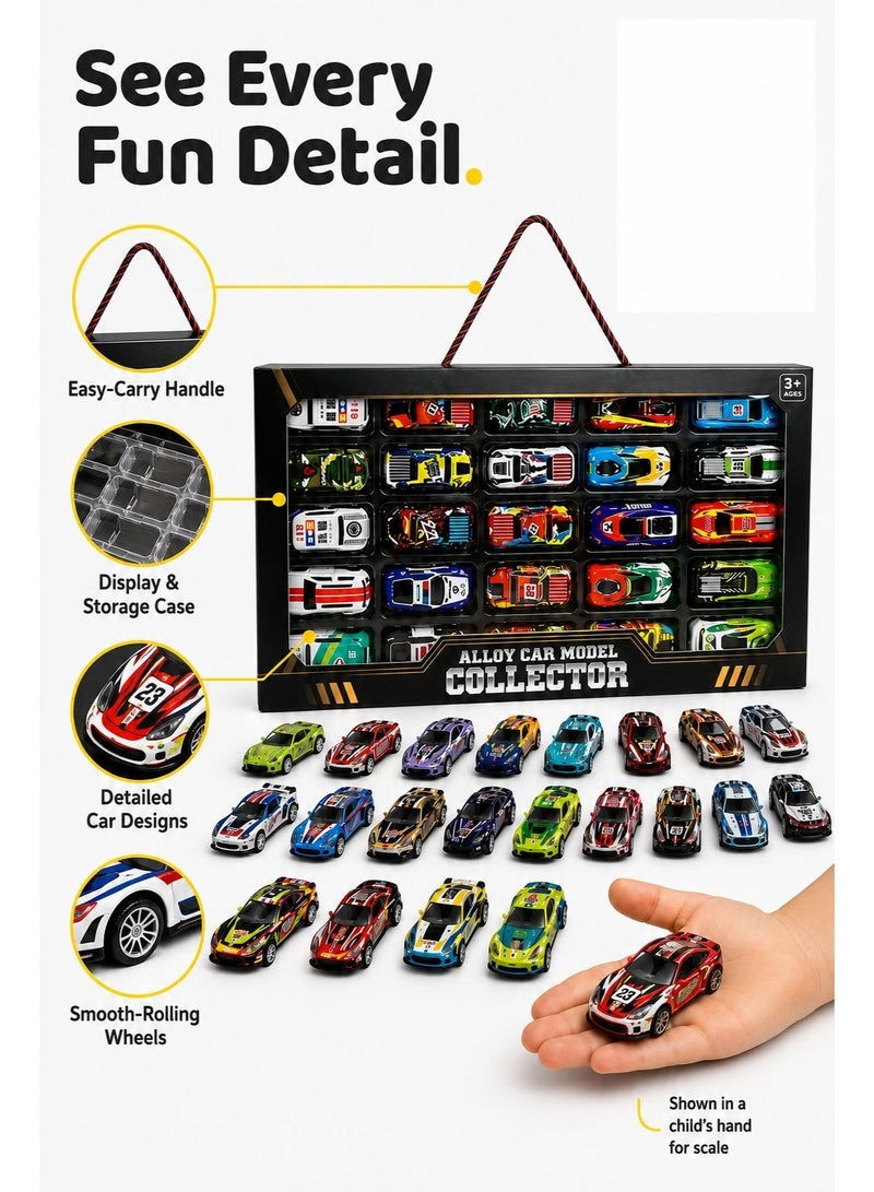 TOY GARDEN 25 PCS Alloy Toy Cars Set, Mini Diecast Vehicle Collection with Storage Box, Pull Back Racing Cars, Mixed Vehicle Toys for Kids Boys Girls Ages 3+, Educational Gift - Image 5