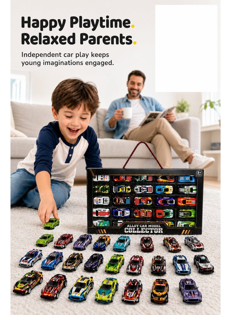 TOY GARDEN 25 PCS Alloy Toy Cars Set, Mini Diecast Vehicle Collection with Storage Box, Pull Back Racing Cars, Mixed Vehicle Toys for Kids Boys Girls Ages 3+, Educational Gift - Image 4