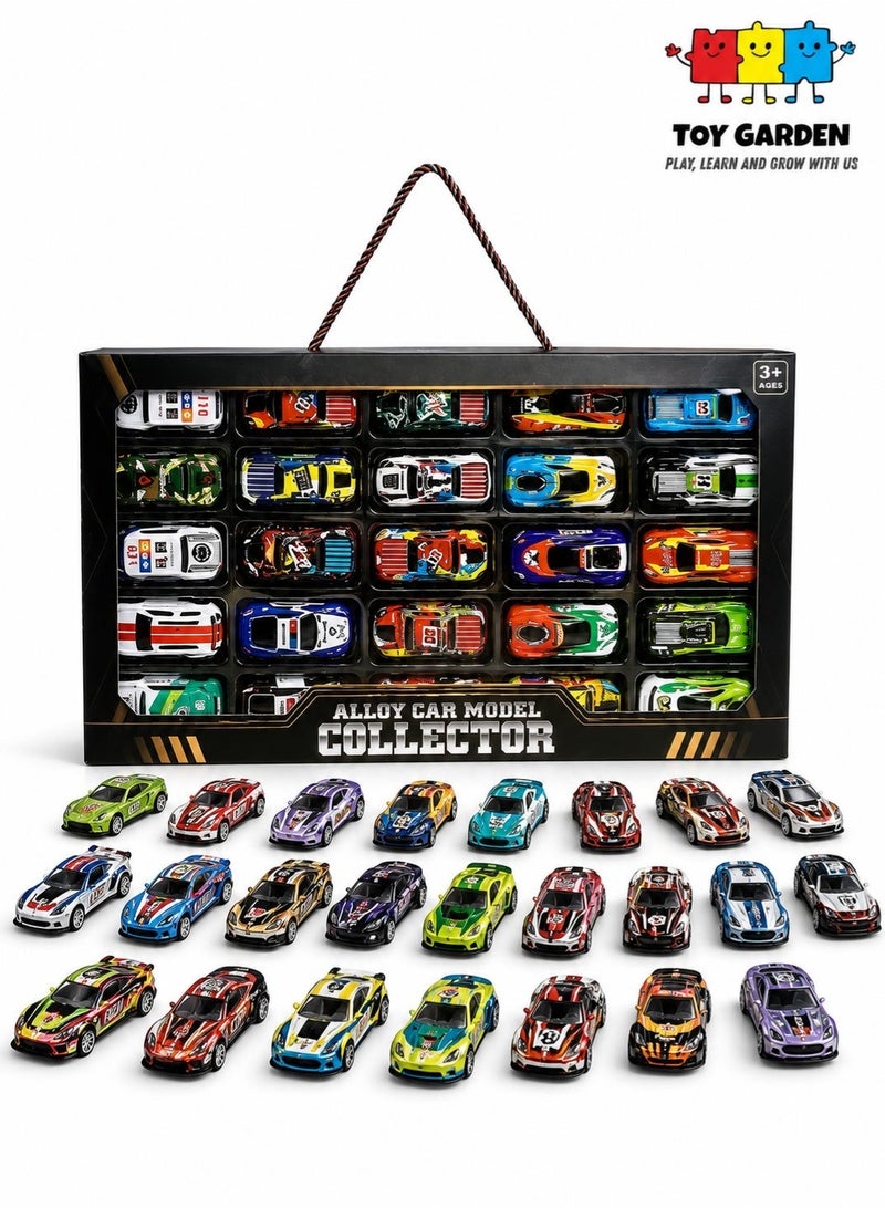 TOY GARDEN 25 PCS Alloy Toy Cars Set, Mini Diecast Vehicle Collection with Storage Box, Pull Back Racing Cars, Mixed Vehicle Toys for Kids Boys Girls Ages 3+, Educational Gift - Image 1