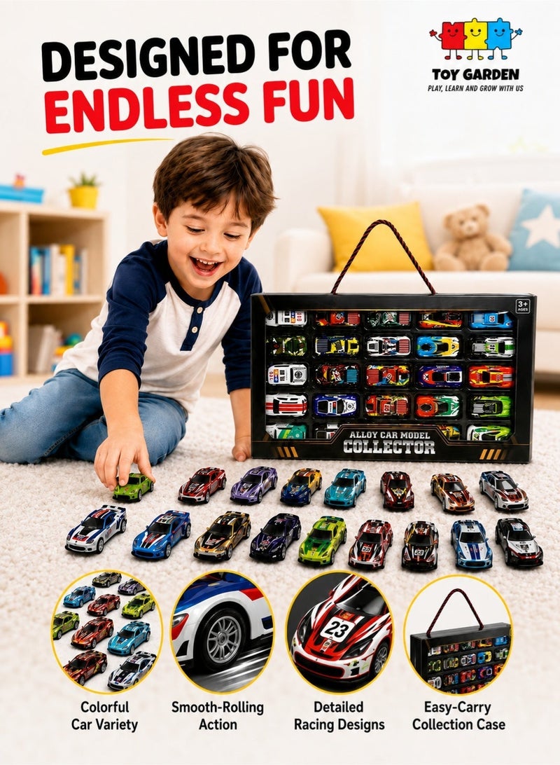 حديقة الألعاب مجموعة 25 سيارة ألعاب معدنية للأطفال، سيارات Diecast مصغرة متنوعة، سيارات سباق صغيرة للعب والتجميع، هدية تعليمية للأولاد والبنات من عمر 3 سنوات فأكثر - Image 4
