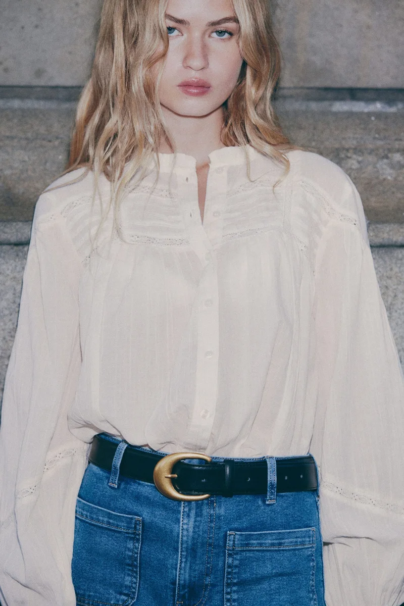 H&M Frill-collared cotton blouse