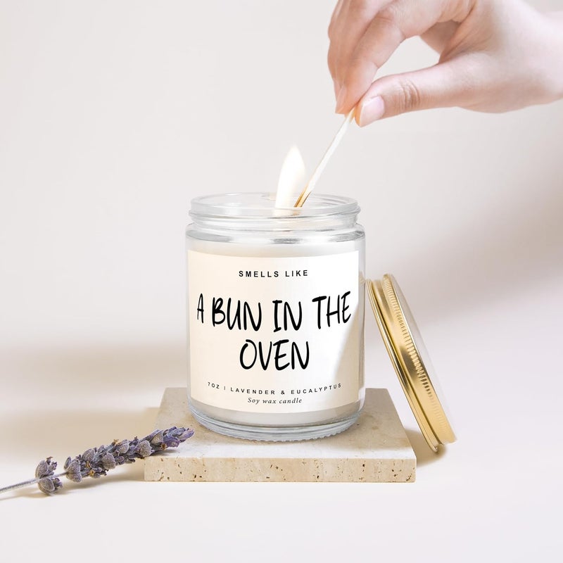 Elequaint Baby Pregnancy Announcements Baby Shower Gifts Ideas  A Bun in The Oven Candles Pregnancy Reveal to Parents Best Pregnancy Announcement Gift for Grandparents Uncle Aunt - Image 5