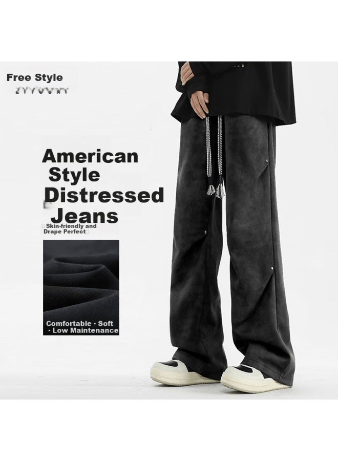 Liberal Free Style Tie-dye Studded Cargo Pants Women Spring Autumn New Cool Straight Loose Paratrooper Uni Casual Pants - Image 2