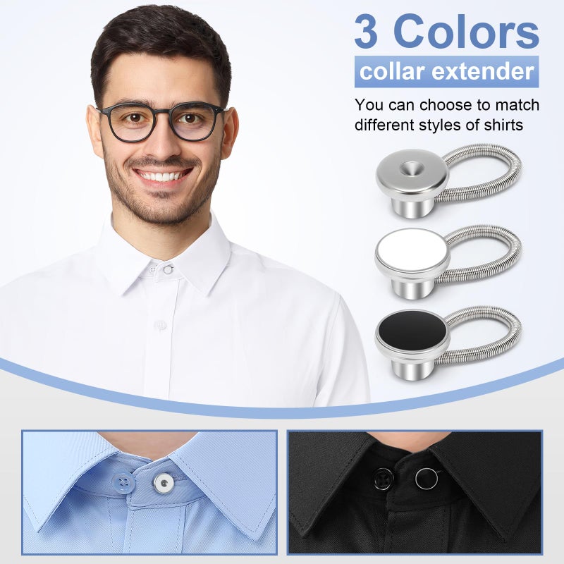 KUNTAERY 12 PCS Shirt Collar Button Extenders, Comfortable Neck Button Extender for Mens Dress Shirts, Instant Tie Collar Expansion - Image 3