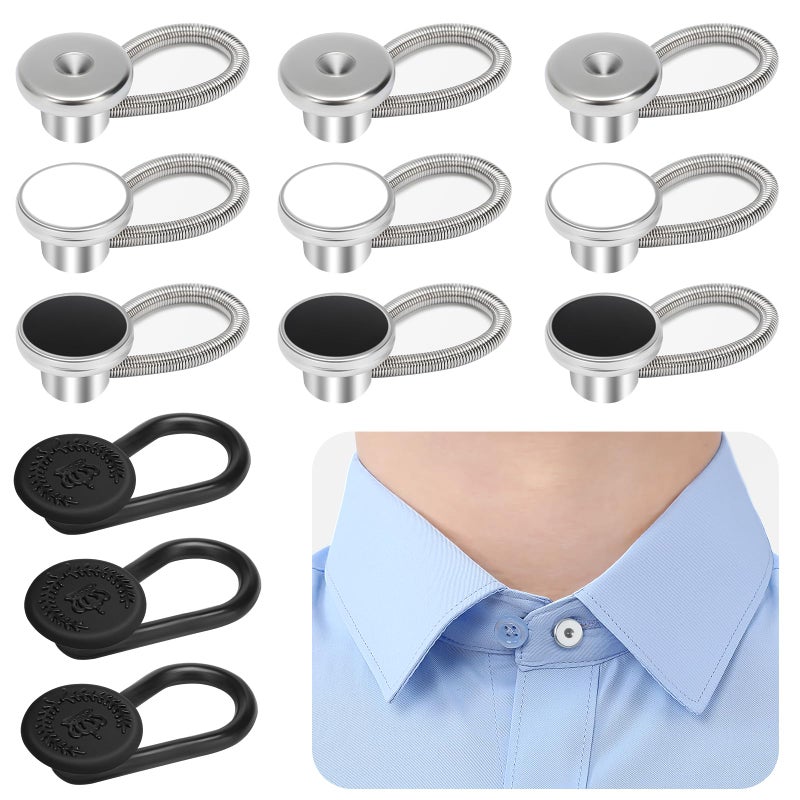 KUNTAERY 12 PCS Shirt Collar Button Extenders, Comfortable Neck Button Extender for Mens Dress Shirts, Instant Tie Collar Expansion - Image 1