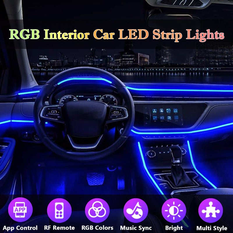 DEHERANE شريط إضاءة LED داخلي للسيارة RGB 6 في 1 طقم إضاءة محيطة مع 315 بوصة من الألياف الضوئية المدمجة 16 مليون لون أضواء السيارة الداخلية مع تطبيق لاسلكي ومزامنة جهاز التحكم عن بعد مع الموسيقى - Image 2