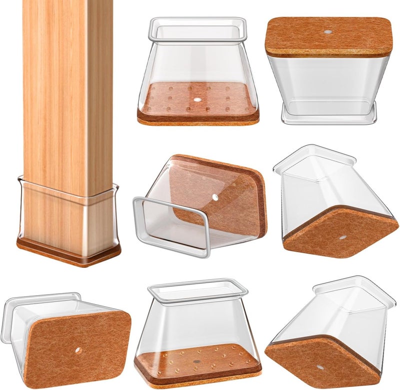 Rusido Chair Leg Floor Protectors Rectangle, Silicone Chair Leg Protectors for Hardwood Floors, Chair Leg Caps Covers Protect Wooden Floors from Scratching 20 Pcs Medium (Fit Perimeter 3-3/4'' to 4-7/8'') - Image 1