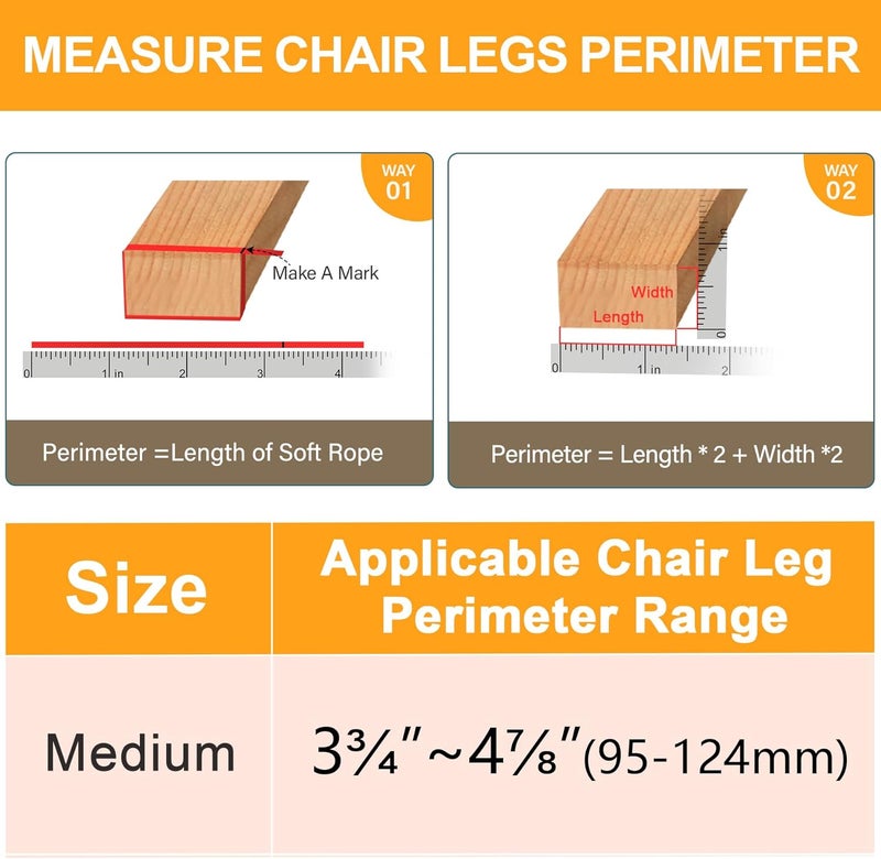 Rusido Chair Leg Floor Protectors Rectangle, Silicone Chair Leg Protectors for Hardwood Floors, Chair Leg Caps Covers Protect Wooden Floors from Scratching 20 Pcs Medium (Fit Perimeter 3-3/4'' to 4-7/8'') - Image 4