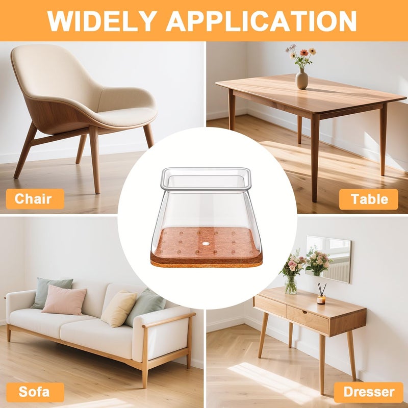 Rusido Chair Leg Floor Protectors Rectangle, Silicone Chair Leg Protectors for Hardwood Floors, Chair Leg Caps Covers Protect Wooden Floors from Scratching 20 Pcs Medium (Fit Perimeter 3-3/4'' to 4-7/8'') - Image 5