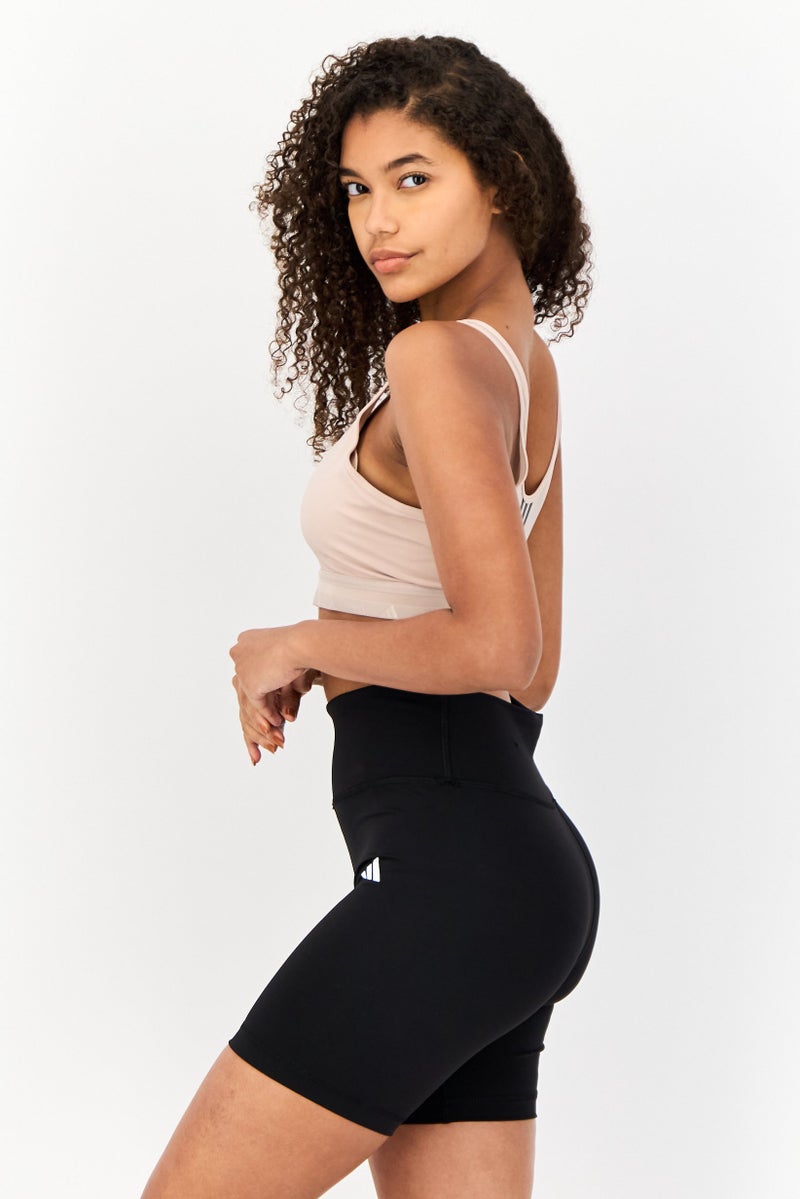 Adidas Women Brand Logo Padded Sports Bra, Cream - Image 4
